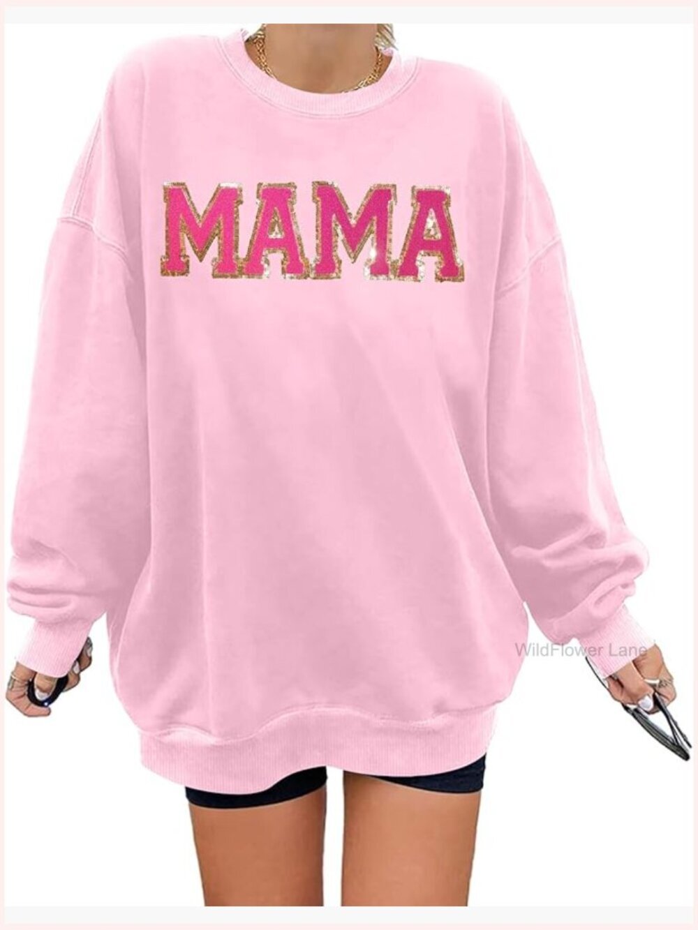 Oversized Mama Sweatshirt Crew Neck Long Sleeve Pullover Cotton Blend Soft
